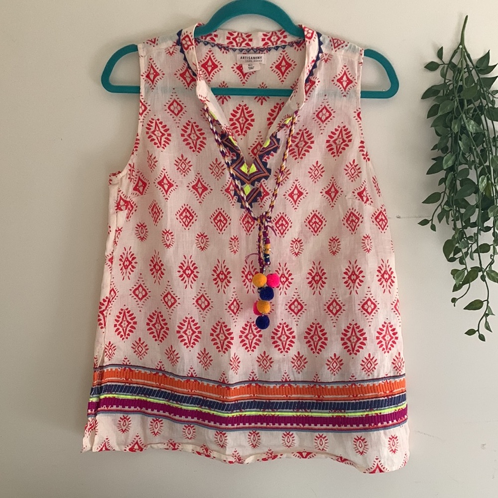 Artisan NY embroidered tank top sz S